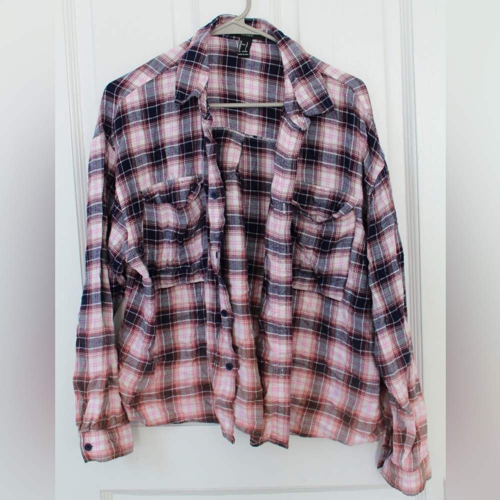 Forever 21 Oversized Bleached Flannel Size Medium